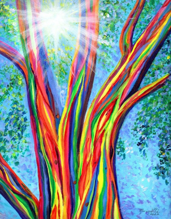 Rainbow Tree of Life, Hawaii Giclee Print, Rainbow Eucalyptus Tree, Hawaiian Art, Kauai Artist, Hawaii Decor, Eucalyptus deglupta, maui oahu