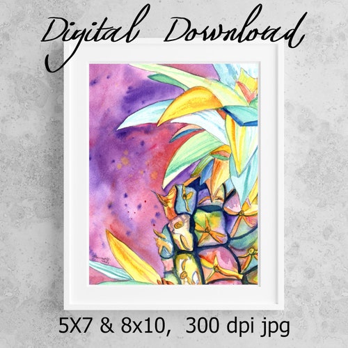 Pineapple Art Prints Hawaiian Pineapples Kauai Decor Etsy