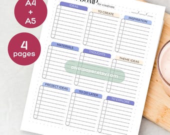 ADHD Creative Project Planner: Brain Dump Printable (A4/A5 PDF Download)