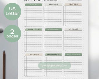 ADHD Brain Dump Printable: Mental Health Wellness Planner (PDF Download)