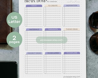 ADHD Creative Project Planner: Brain Dump Printable PDF for Artists