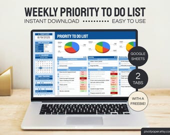 Weekly Planner Spreadsheet: Google Sheets Habit & Task Tracker (Digital Download
