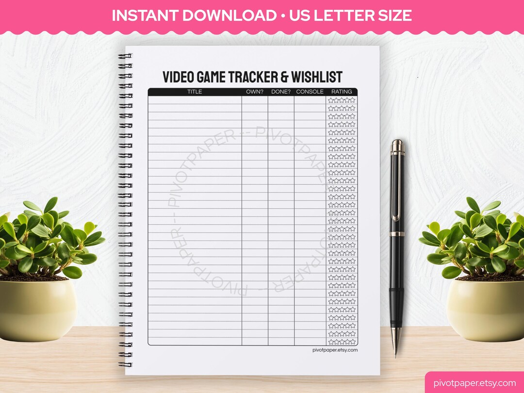 Gaming Tracker Printable: Video Game Log, RPG Card Game Sheet (US ...