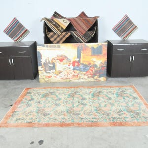 Vintage Teppich,Oushak Teppich 100x150,Handgefertigter Wollteppich,Teppich 100x150,Anatolischer Teppich,1353 Bild 2
