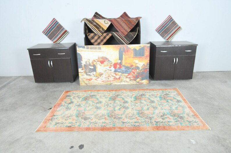 Vintage Teppich,Oushak Teppich 100x150,Handgefertigter Wollteppich,Teppich 100x150,Anatolischer Teppich,1353 Bild 2