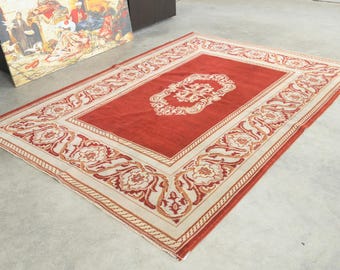 Türkischer Teppich (5x8), Vintage-Teppich, handgeknüpfter Wollteppich, Oushak-Teppich (5x8), Vintage-Teppich, Teppich (5x8), türkischer Teppich, gedeckter Teppich (5x8), Anatolische Türkei, 358