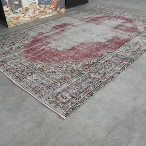 6x9 Rug, Handmade Turkish Rug, Neutral Vintage Rug,Oushak Rug 6x9,Antique Vintage Area Rug,Handmade Wool, Faded Area Rug,Muted Rug 6x9,162