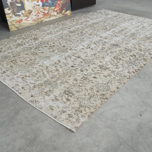 6x9 Rug, Handmade Turkish Rug, Neutral Vintage Rug,Oushak Rug 6x9,Antique Vintage Area Rug,Handmade Wool, Faded Area Rug,Muted Rug 6x9,711