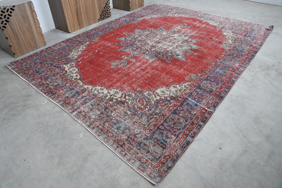 7x10 Turkish Rug,oversize Vintage Rug,oushak Rug 7x10,vintage Area Rug ...
