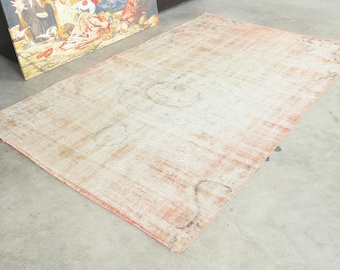 4x7 Turkish Rug, Vintage Rug, Oushak Rug 4x7,Handmade Wool Rug,Vintage Area Rug,4x7 Rug,Muted Rug 4x7,Anatolian Turkey,352