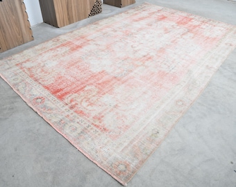 6x9 Turkish Rug,Vintage Oushak Rug 6x9, Rug,Handmade Wool Rug,Vintage Area Rug,6x9 Rug,Turkish Area Rug,Muted Rug 6x9,Anatolian Turkey,53