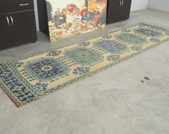 3x11 Rug,Turkish Runner,Vintage Runner 3x11,Wool Runner,Oushak Runner Rug,Handmade Rug Runner,Anatolian Rug,3x11 Oushak Rug,Hallway Rug,82