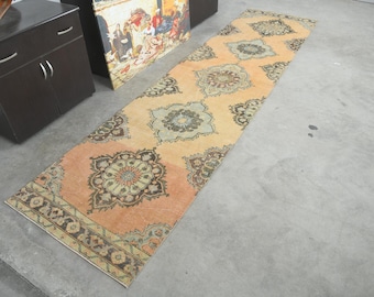 3x12 Rug,Turkish Runner,Vintage Runner 3x12,Wool Runner,Oushak Runner Rug,Hallway Rug,Handmade Rug Runner,Anatolian Rug,3x12 Oushak Rug,483