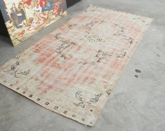 4x8 Turkish Rug,Vintage Rug, Oushak Rug 4x8,Handmade Wool Rug,Vintage Area Rug,4x8 Rug,Turkish Area Rug,Muted Rug 4x8,Anatolian Turkey,363