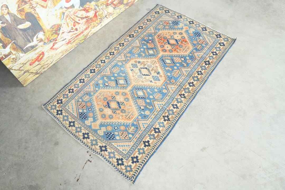 3x4 Turkish Rug, Oushak Vintage Rug, Handmade Wool Carpet,3x4 Area Rug ...