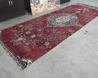 4x12 Rug,Turkish Runner,Vintage Runner 4x12,Wool Runner,Oushak Runner Rug,Handmade Rug Runner,Anatolian Rug,4x12 Oushak Rug,Hallway Rug,688