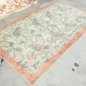 Vintage Teppich,Oushak Teppich 100x150,Handgefertigter Wollteppich,Teppich 100x150,Anatolischer Teppich,1353 Bild 1