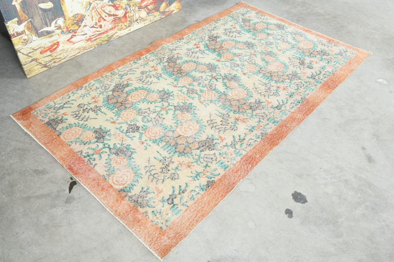 Vintage Teppich,Oushak Teppich 100x150,Handgefertigter Wollteppich,Teppich 100x150,Anatolischer Teppich,1353 Bild 1