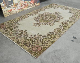 4x7 トルコラグ、ヴィンテージラグ、ウシャックラグ 4x7、ハンドメイド