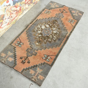 2x5 Turkish Runner, Oushak Vintage Rug, Handmade Wool Carpet,2x5 Runner Rug, Neutral Small Rug,Muted Rug 2x5,Anatolian Turkey,918