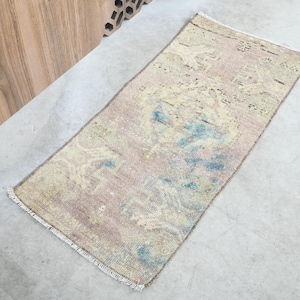 1x3 Turkish Rug,Vintage Small Rug,Turkish Bathroom Rug,1x3 Small Rug,1x3 Door Mat Rug,Handmade Rug,Anatolian Small Rug,1x3 Oushak Rug,644