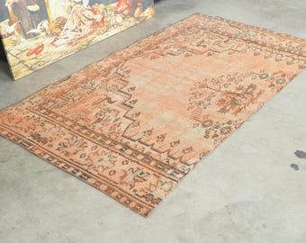 3x6 Turkish Rug, Oushak Vintage Rug, Handmade Wool Carpet,3x6 Area Rug, Neutral Small Rug,Muted Rug 3x6,Anatolian Turkey,135