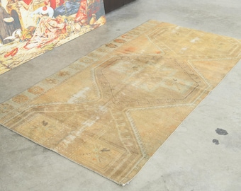 3x6 Turkish Rug, Oushak Vintage Rug, Handmade Wool Carpet,3x6 Area Rug, Neutral Small Rug,Muted Rug 3x6,Anatolian Turkey,1246