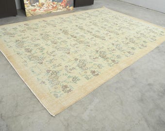7x10 Turkish Rug, Large Vintage Oushak Rug 7x10,Oversize Area Rug,Handmade Large Rug,Vintage Area Rug,7x10 Rug,Muted Rug,Anatolian Rug,680