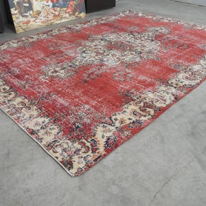 Large Turkish Area Rugs, 7x11 Rug, Vintage Rug 7x11, Oversize Oushak Rug, Faded Rug,Handmade Vintage Decor Rug,Wool Rug,Large Rug 7x11,152