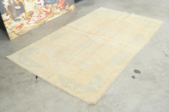 4x6 Turkish Rug, Vintage Oushak Rug 4x6, Handmade Wool Rug, 4x6 Rug,Turkish Area Carpet,Muted Rug 4x6,Anatolian Turkey,1237