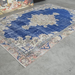 5x7 Turkish Rug,Vintage Rug, Oushak Rug 5x7,Handmade Wool Rug,Vintage Area Rug,5x7 Rug,Turkish Area Rug,Muted Rug 5x7,Anatolian Turkey,754