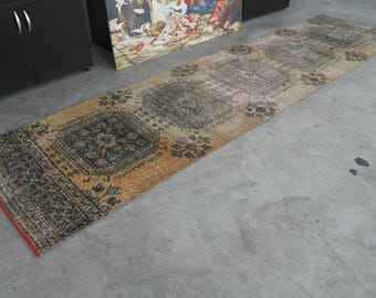 3x11 Rug,Turkish Runner,Vintage Runner 3x11,Wool Runner,Oushak Runner Rug,Handmade Rug Runner,Anatolian Rug,3x11 Oushak Rug,Hallway Rug,217