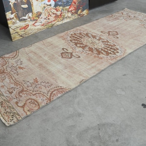3x8 Turkish Runner Rug, Vintage Runner 3x8,Wool Runner,3x8 Hallway Rug,Oushak Runner Rug,Handmade Rug Runner,Anatolian Rug,3x8 Oushak Rug,57