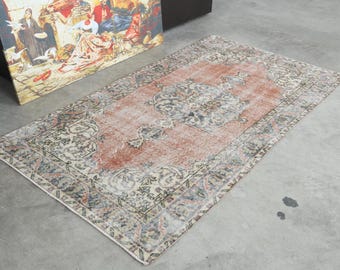 4x7 トルコラグ、ヴィンテージラグ、ウシャックラグ 4x7、ハンドメイド