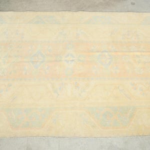 Turks tapijt van 4 x 6, vintage Oushak-tapijt 4 x 6, handgemaakt wollen tapijt, tapijt van 4 x 6, Turks tapijt, gedempt tapijt 4 x 6, Anatolisch Turkije, 1237 afbeelding 4