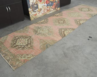 3x11 Runner, Turkish Runner Rug,Vintage Runner 3x11,Wool Runner,Oushak Runner Rug,Hallway Rug,Handmade Anatolian Runner,3x11 Oushak Rug,674