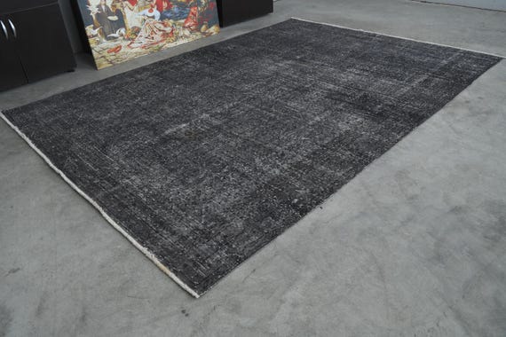 Hand Knotted Turkish Gray Rug, Oversize Oushak Rug 7x10, Large Vintage Rug, 7x10 Rug, Handmade Wool Rug,Turkish Area Rug,Muted Rug 7x10,456