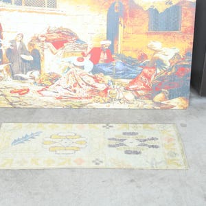 1x3 Oushak Rug,Turkish Rug 1x3,Vintage Small Rug,1x3 Small Rug,Turkish Bathroom Rug,1x3 Doormat Rug,Anatolia Small Rug,Handmade Mini Rug,71