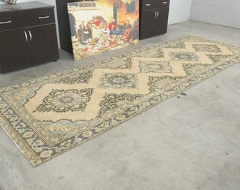 4x12 Rug,Turkish Runner,Vintage Runner 4x12,Wool Runner,Oushak Runner Rug,Handmade Rug Runner,Anatolian Rug,4x12 Oushak Rug,Hallway Rug,86