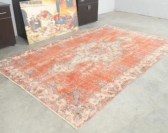 6x9 Turkish Rug,Vintage Oushak Rug 6x9, Vintage Area Rug,6x9 Rug, Rug,Handmade Wool Rug,Turkish Area Rug,Muted Rug 6x9,Anatolian Turkey,157