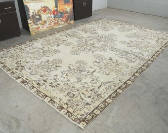 7x11 Turkish Rug,Oversize Vintage Rug,Oushak Rug 7x11,Vintage Area Rug,7x11 Rug,Handmade Wool,Large Turkish Rug,Muted Rug 7x11,Turkey,1066