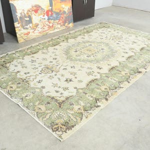 Turks tapijt 6 x 9, vintage Oushak-tapijt 6 x 9, tapijt, handgemaakt wollen tapijt, vintage tapijt, 6 x 9 tapijt, Turks tapijt, gedempt tapijt 6 x 9, Anatolisch Turkije, 161