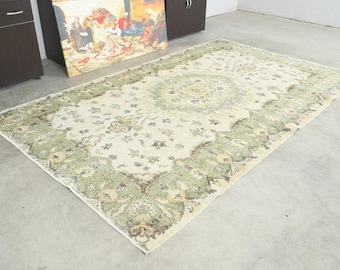 6x9 Turkish Rug,Vintage Oushak Rug 6x9, Rug,Handmade Wool Rug,Vintage Area Rug,6x9 Rug,Turkish Area Rug,Muted Rug 6x9,Anatolian Turkey,161