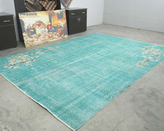 7x11 Turkish Rug, Oversize Oushak Vintage Rug, Handmade Wool Carpet,7x11 Area Rug, Neutral Large Rug,Muted Rug 7x11,Anatolian Turkey,253