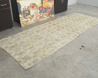 4x10 Rug,Turkish Runner,Vintage Runner 4x10,Wool Runner,Oushak Runner Rug,Hallway Rug,Handmade Rug Runner,Anatolian Rug,4x10 Oushak Rug,265
