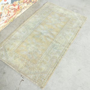 3x4 Turkish Rug,Handmade Wool Rug,Small Oushak Rug,Vintage Small Rug,3x4 Small Rug,Turkish Rug 3x4, Muted Doormat Rug,Anatolia Small Rug,952 image 1