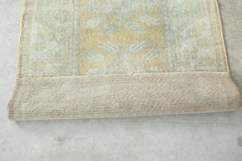 3x4 Turkish Rug,Handmade Wool Rug,Small Oushak Rug,Vintage Small Rug,3x4 Small Rug,Turkish Rug 3x4, Muted Doormat Rug,Anatolia Small Rug,952 image 10