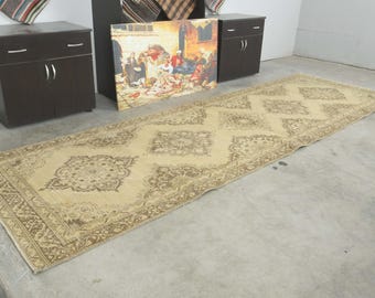 4x13 Rug,Turkish Runner,Vintage Runner 4x13,Wool Runner,Oushak Runner Rug,Handmade Rug Runner,Anatolian Rug,4x13 Oushak Rug,Hallway Rug,106