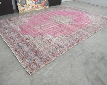 Ausgeblichener Türkischer Teppich, Großer Vintage Teppich, Handgeknüpfter Teppich, Handgeknüpfter Teppich, Handgeknüpfter Teppich, Oushak Teppich 200x300,