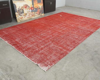 7x11 Turkish Rug, Oversize Oushak Vintage Rug, Handmade Wool Carpet,7x11 Area Rug, Neutral Large Rug,Muted Rug 7x11,Anatolian Turkey,244